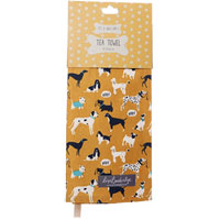 Lisa Buckridge Shruti Designs - It's A Dogs Life - Mustard Tea Towel 
