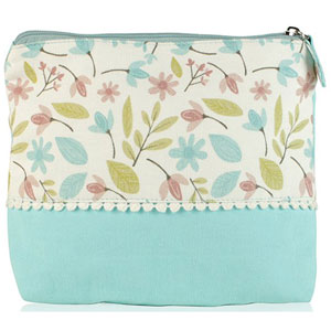 Shruti Wash Bag - Blue Embroidered Dotty Lace